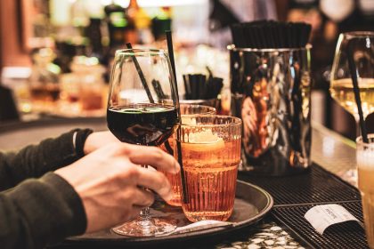 Evening aperitivo with cocktails, capturing Positano's nightlife atmosphere