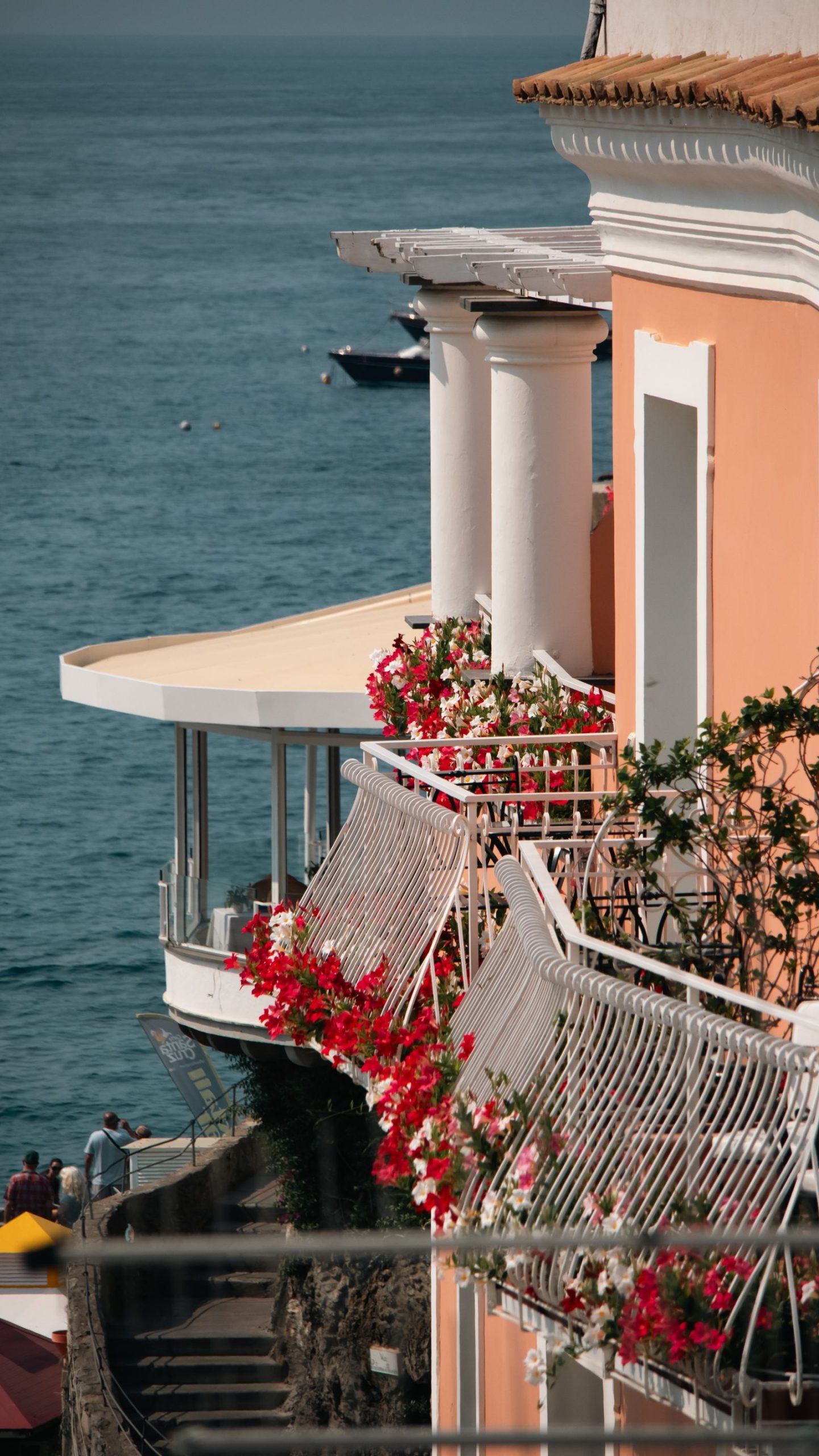 Terrace overlooking the Positano coastline, perfect for a scenic lunch with sea views
